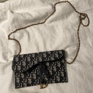 Blue Dior Oblique Jacquard Saddle Bag